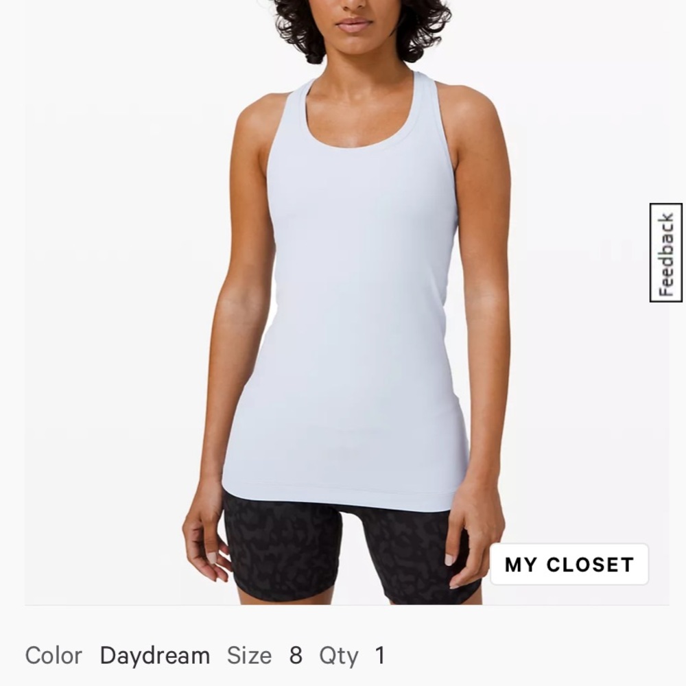 Lululemon Cool Racerback Tank Nulu size 8 light blue